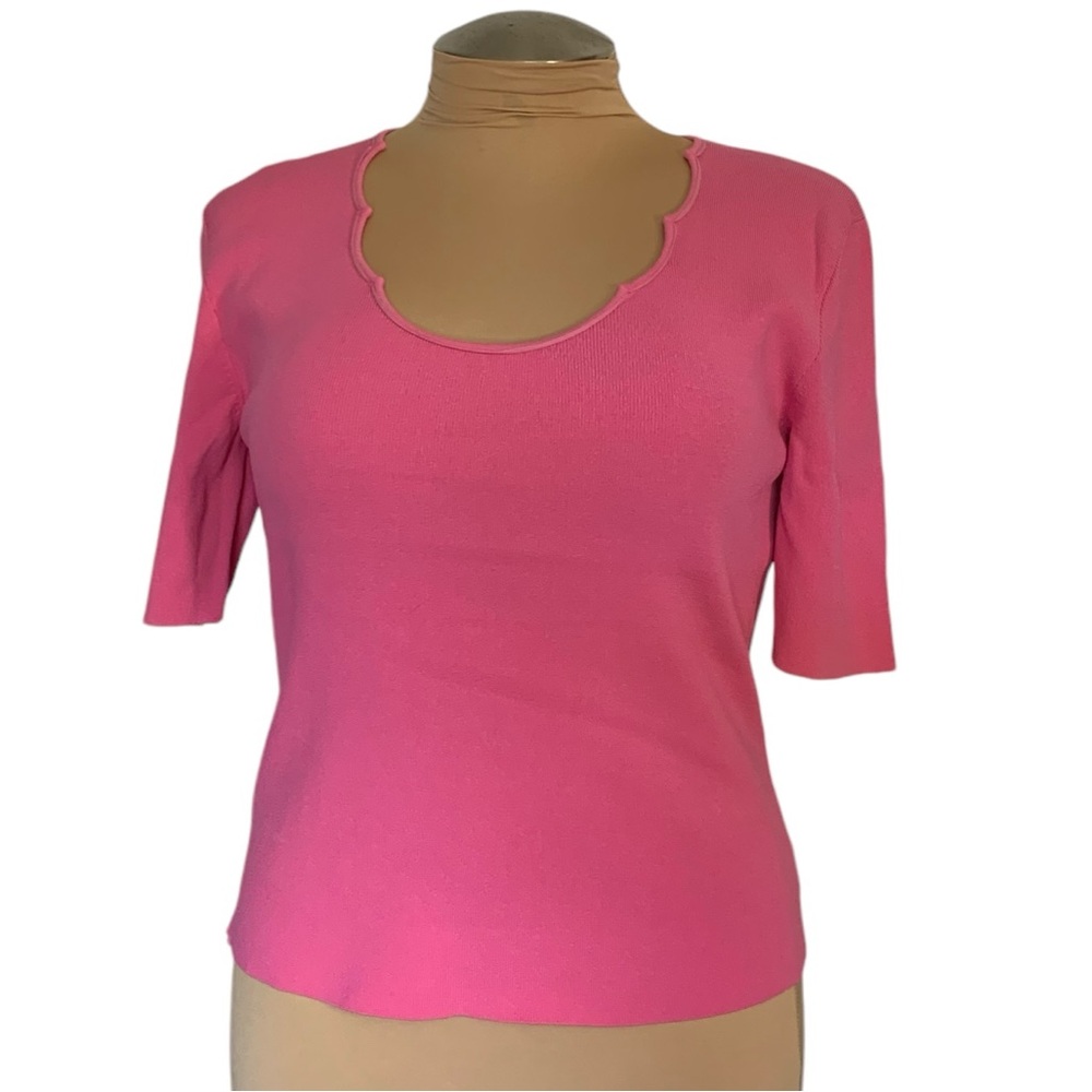 Dana Buchman pink sweater, 3/4 sleeve, size XL, stretchy, not hot.